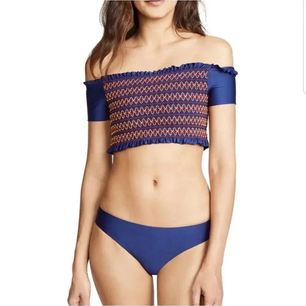 Splendid Frill Off-shoulder Swim Top